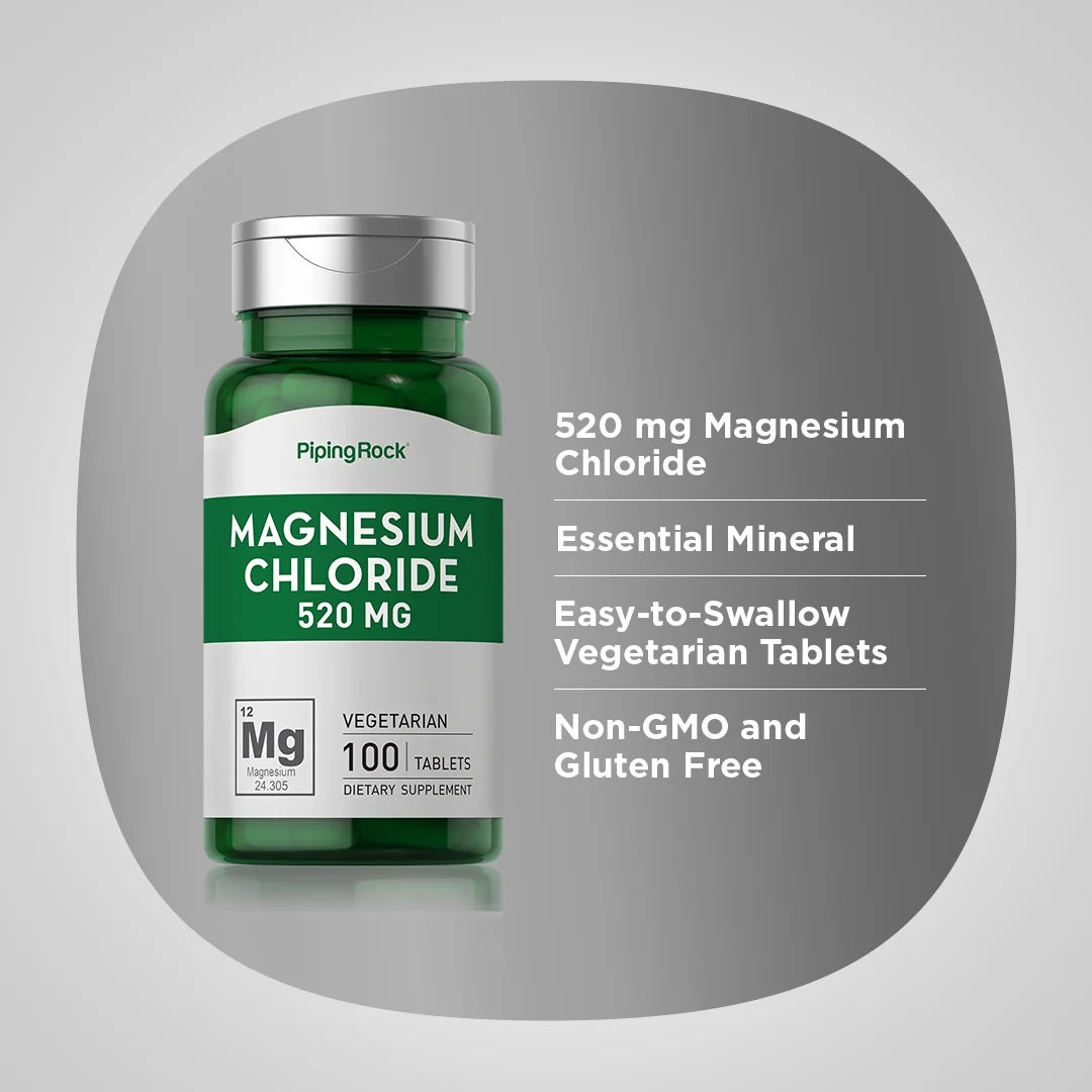 Magnesium Chloride 520Mg | 100 Tablet Capsules | Supplement for Men and Women | by
