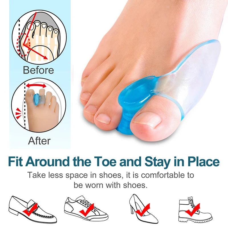 Feet Massager Comfortable Silicone Gel Ergonomic Design Gel Fingers Straightener Toe Separator Toe Alignment Bunion Adjuster