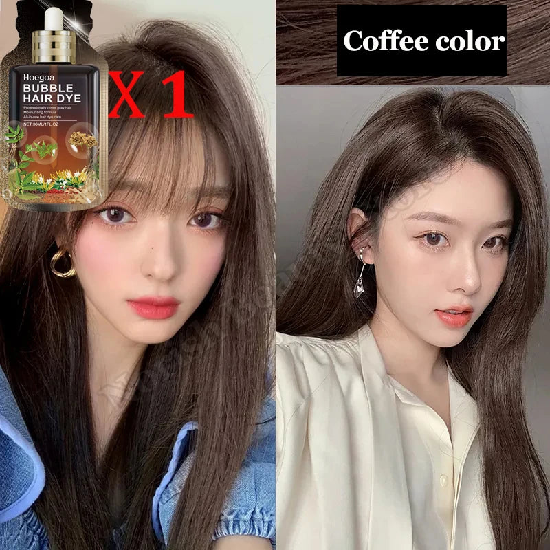 CHE Bubble Hair Dye Shampoo 3 in1 Darkening Hairs Instant Gray To Black Herbal Natural Coloring Cover for Women Men Grey coverage