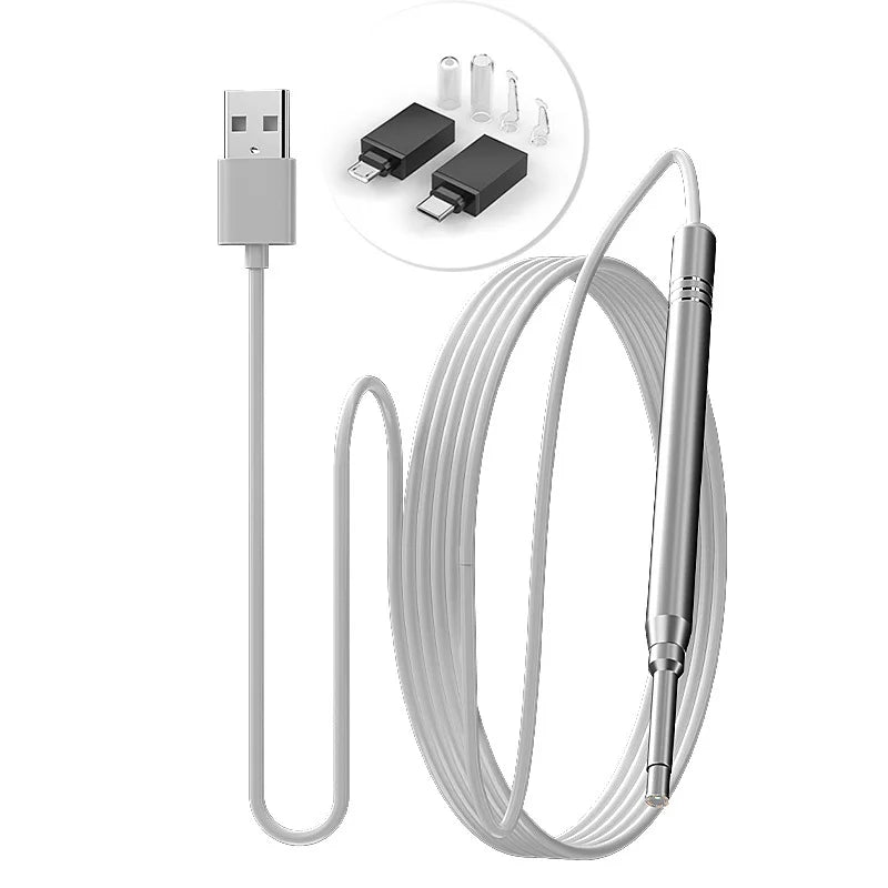 Ear Cleaning Endoscope Camera TYPE-C Micro USB 5.5MM 3.9MM 3in1 Visual Ear Picker Ear Spoon 6LEDs Otoscope for Android Phones PC