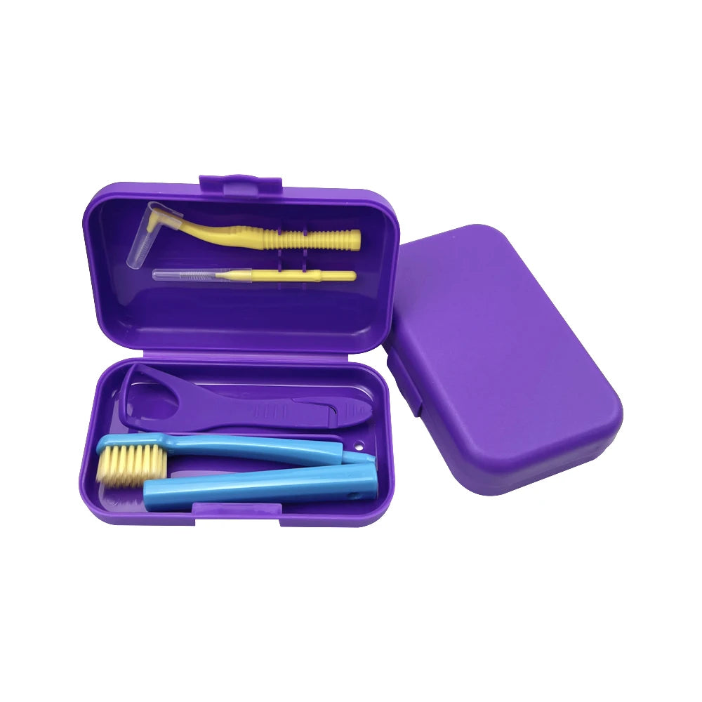 4Pcs/set Portable Travel Deep Cleaning Oral Hygiene Interdental Brush Orthodontic Care Kit Toothbrush Tongue Scraper Tool