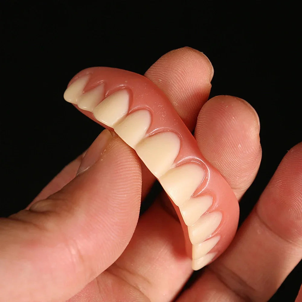 Sdotter New False Teeth Silicone Upper & Lower Veneers Perfect Laugh Veneers Dentures Paste Fake Teeth Braces Comfortable Teeth
