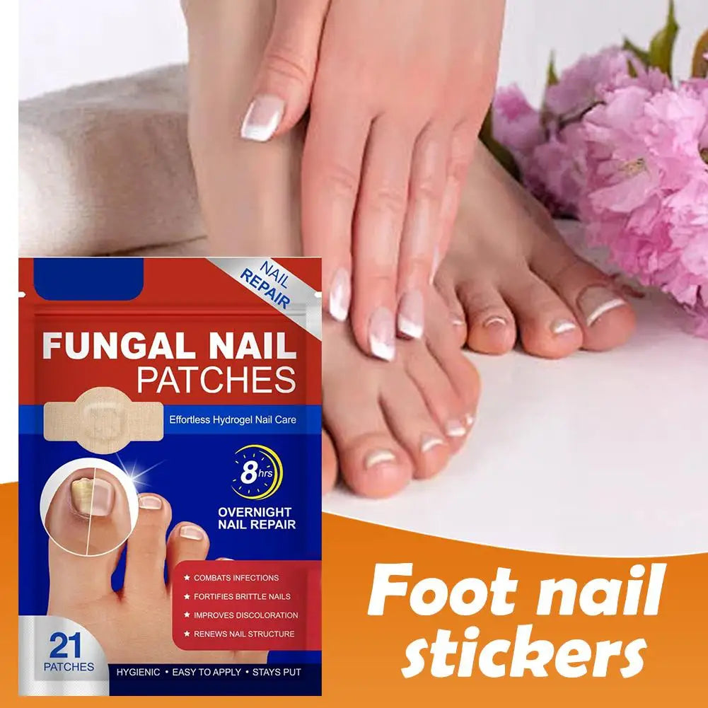 Fungal Nail Patches 21pcs Gently Repair Nails Ingrown Correction Sticker Discolored Damaged Nail Foot Care Tool