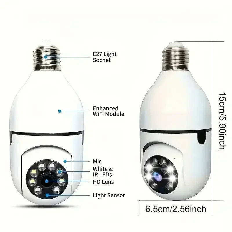 Bulb Surveillance Camera Night Vision Wireless 360° Wifi IP PTZ Outdoor Camera Indoor Security Monitor Wifi Camera Smart Securit