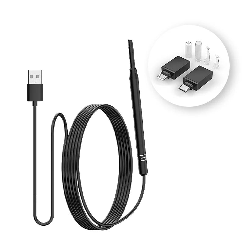 Ear Cleaning Endoscope Camera TYPE-C Micro USB 5.5MM 3.9MM 3in1 Visual Ear Picker Ear Spoon 6LEDs Otoscope for Android Phones PC