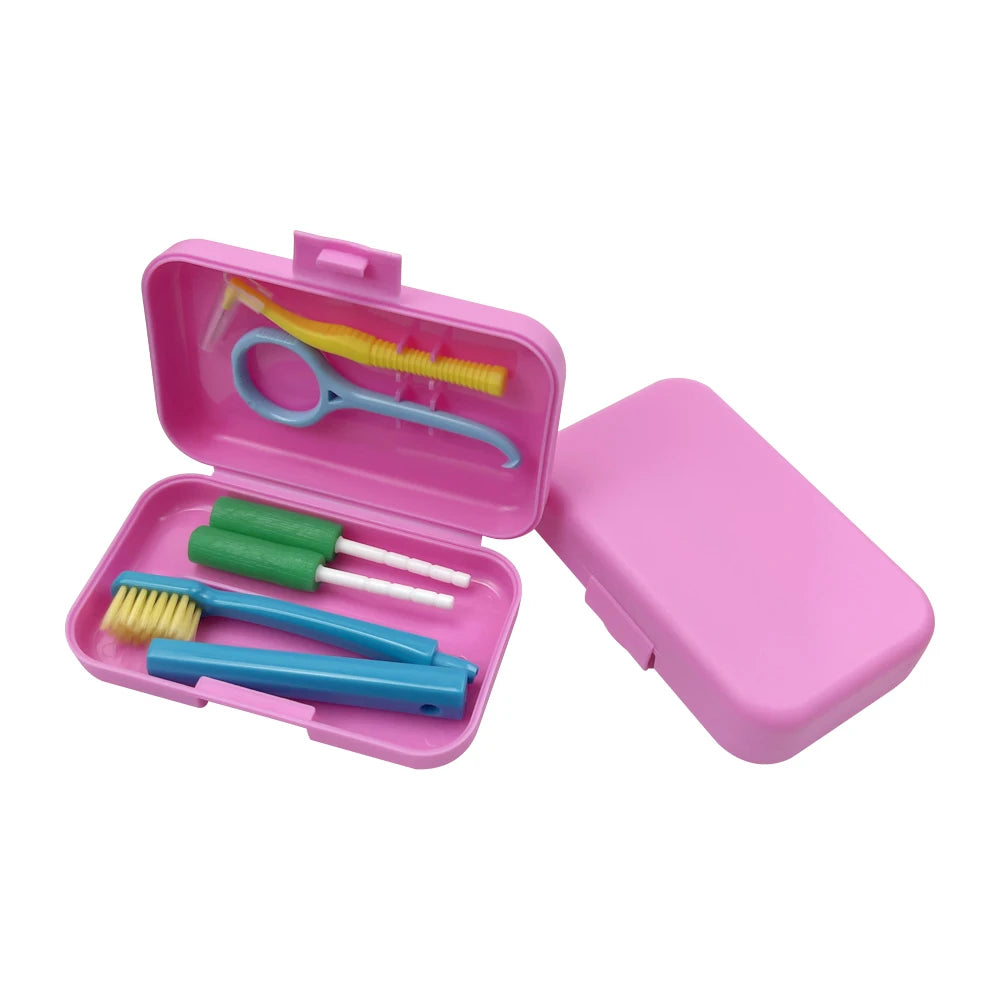 4Pcs/set Portable Travel Deep Cleaning Oral Hygiene Interdental Brush Orthodontic Care Kit Toothbrush Tongue Scraper Tool