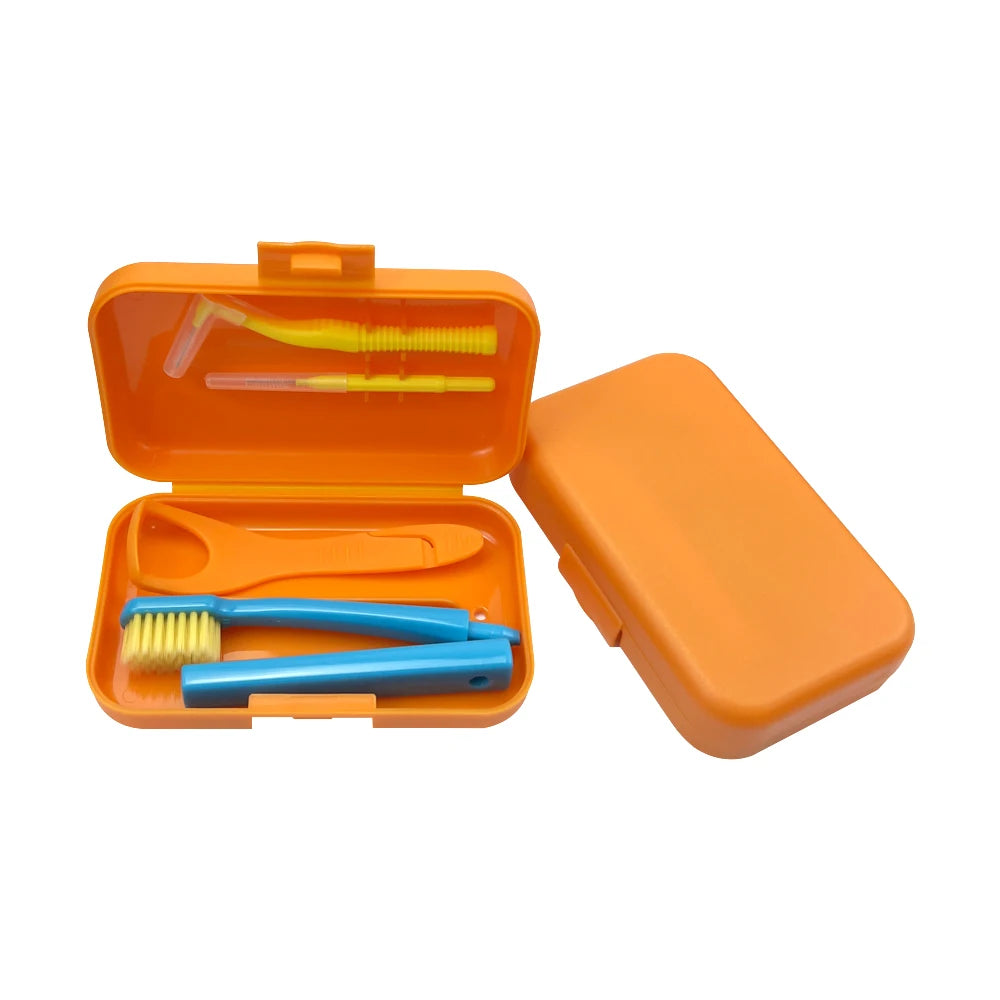 4Pcs/set Portable Travel Deep Cleaning Oral Hygiene Interdental Brush Orthodontic Care Kit Toothbrush Tongue Scraper Tool
