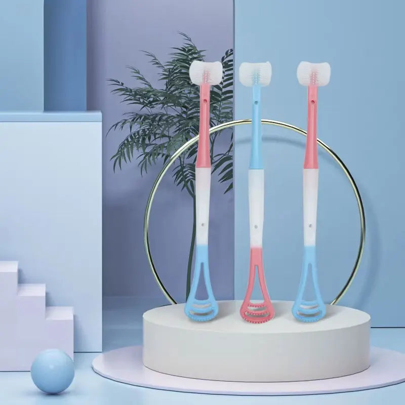 U-shaped Toothbrush, Food Grade Silicone, 360-degree U-shaped Soft Silicone Brush Head, Dental Care Toiletries for Family Travel