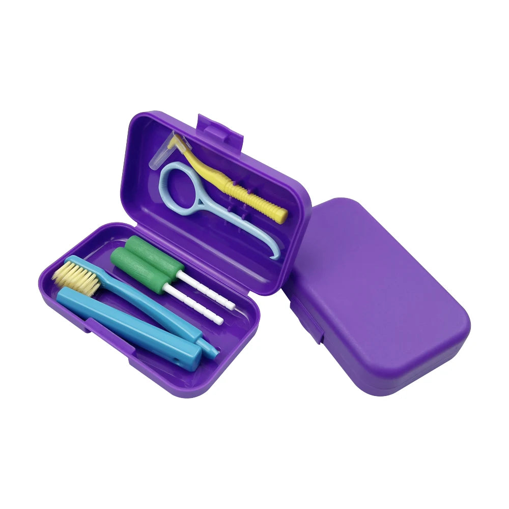 4Pcs/set Portable Travel Deep Cleaning Oral Hygiene Interdental Brush Orthodontic Care Kit Toothbrush Tongue Scraper Tool