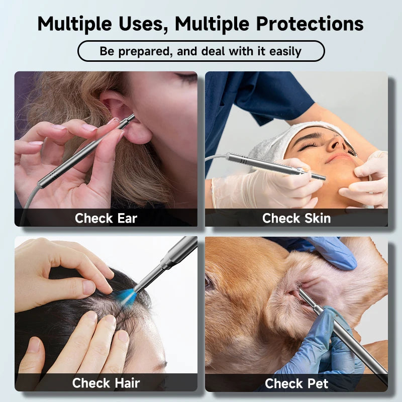 Ear Cleaning Endoscope Camera TYPE-C Micro USB 5.5MM 3.9MM 3in1 Visual Ear Picker Ear Spoon 6LEDs Otoscope for Android Phones PC