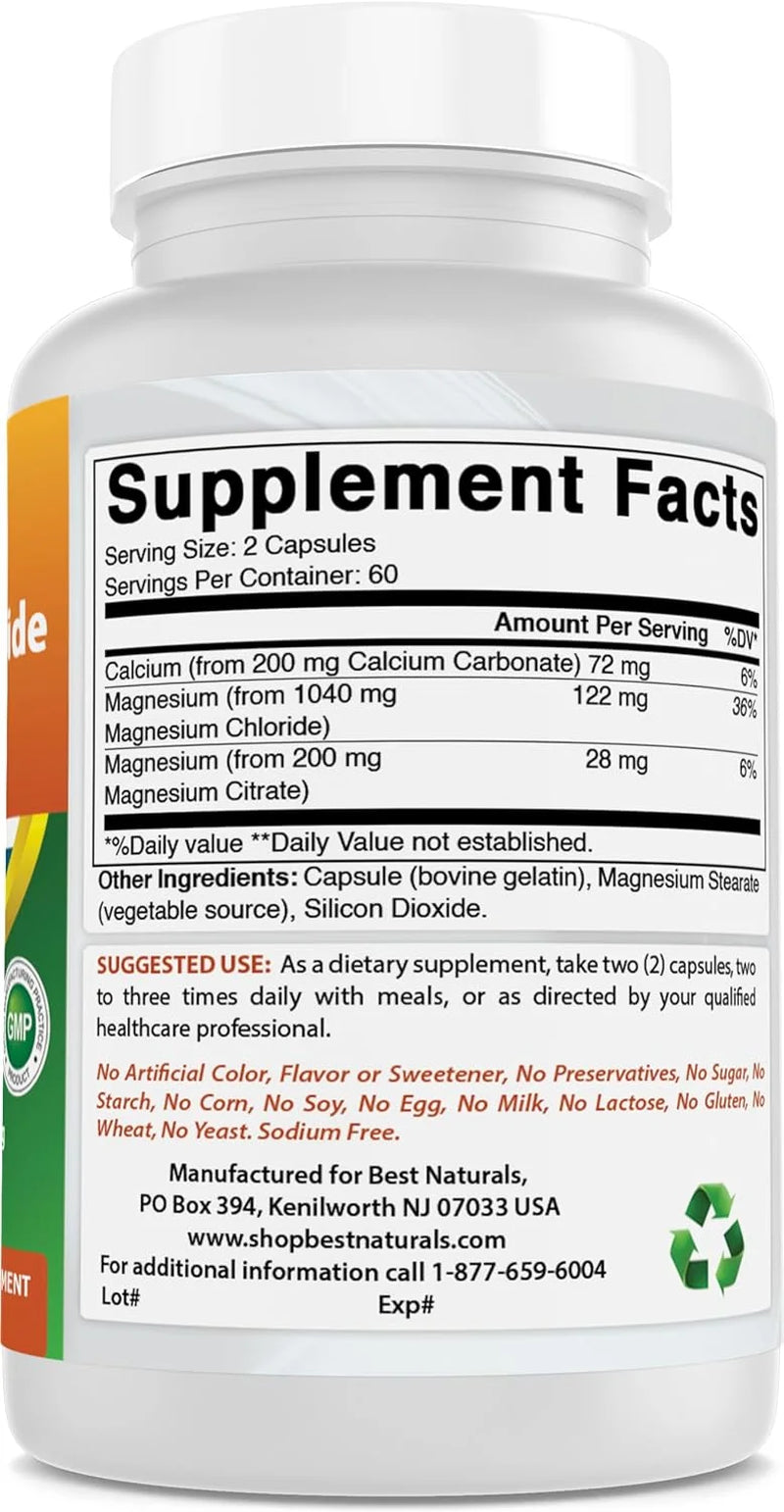 Magnesium Chloride (Cloruro De Magnesio) Complex 1440 Mg per Serving - 120 Capsules