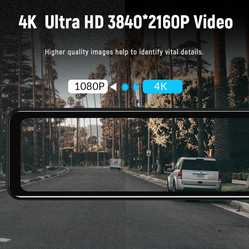 Acceo A45P 4K Car DVR 12 Inch Touch IPS Sony 415 Park RearView Mirror Support Rear View Camera Dashcam Car Camera Video Recorder