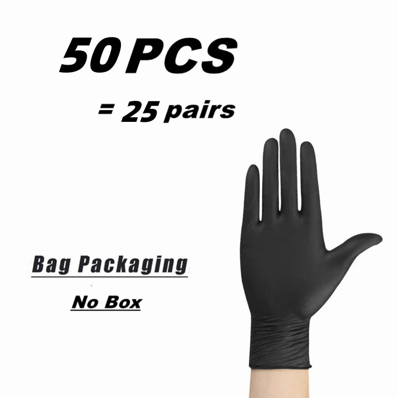 Black Nitrile Disposable Gloves 20/50/100Count Latex Free Home Cleaning Gloves Textured Mechanic Tattoo Hair Dye Beauty Gloves