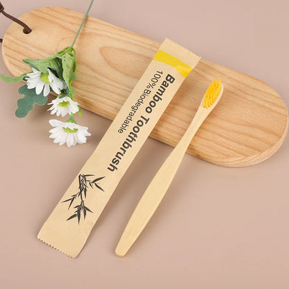 100Pcs Bamboo Biodegradable Toothbrush Manual Wooden HandleToothbrushes With Soft Bristles For Sensitive Teeth Gums Oral Care