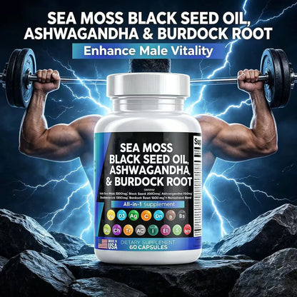 Cápsulas de Shilajit Puro del Himalaya 15250mg con Maca, Ginseng, Ashwagandha y Cúrcuma, Suplemento Energético, Resistencia y Masa Muscular