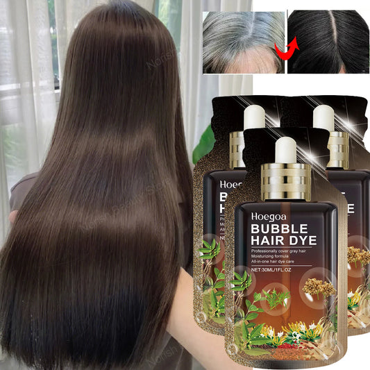 CHE Bubble Hair Dye Shampoo 3 in1 Darkening Hairs Instant Gray To Black Herbal Natural Coloring Cover for Women Men Grey coverage