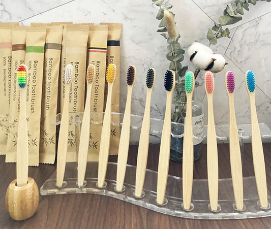100Pcs Bamboo Biodegradable Toothbrush Manual Wooden HandleToothbrushes With Soft Bristles For Sensitive Teeth Gums Oral Care