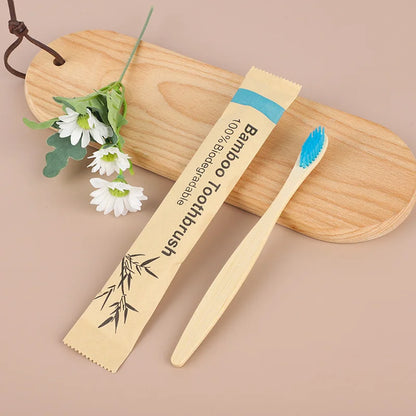 100Pcs Bamboo Biodegradable Toothbrush Manual Wooden HandleToothbrushes With Soft Bristles For Sensitive Teeth Gums Oral Care