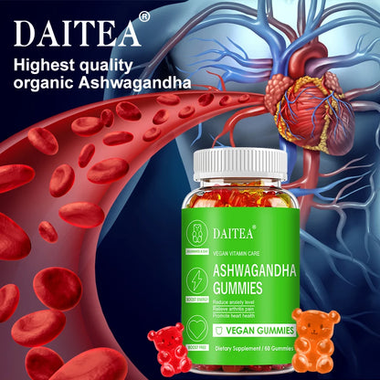 Ashwagandha Gummies - Reduces Stress and Anxiety, Supports Heart, Joints, Immunity and Energy, Vegetarian