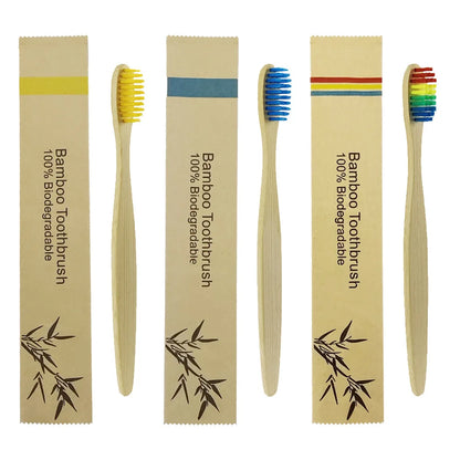 100Pcs Bamboo Biodegradable Toothbrush Manual Wooden HandleToothbrushes With Soft Bristles For Sensitive Teeth Gums Oral Care