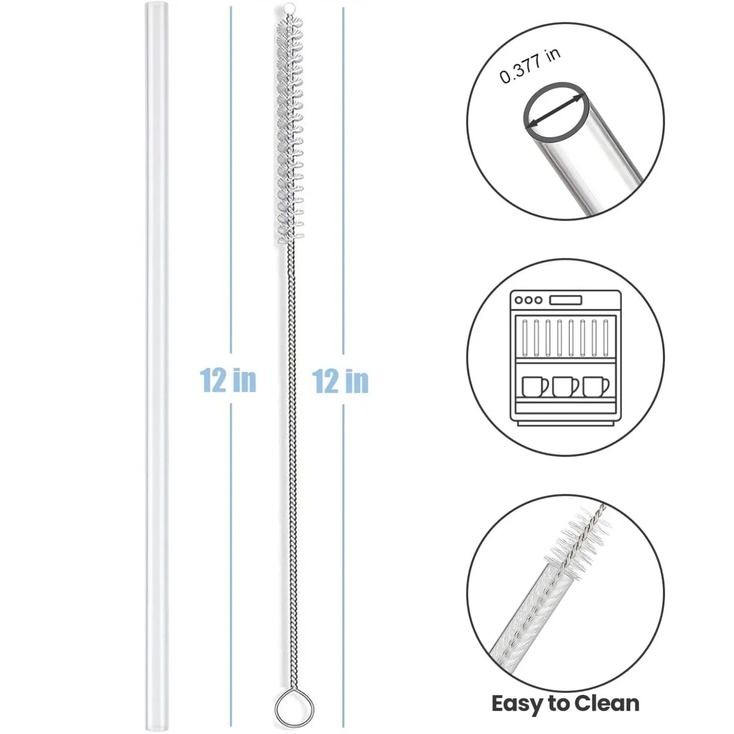 *No disponibles en PR *
12 Pack Replacement Straws for Stanley 40 oz 30 oz Cup Tumbler, Clear Reusable Plastic Straws, 2 Straw Brushes,for Stanley Cup