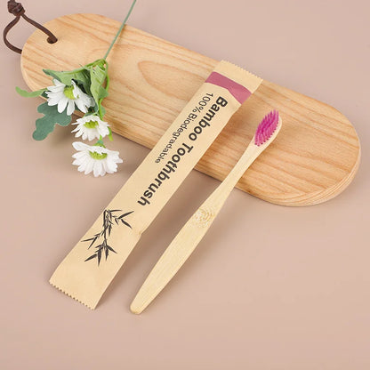 100Pcs Bamboo Biodegradable Toothbrush Manual Wooden HandleToothbrushes With Soft Bristles For Sensitive Teeth Gums Oral Care