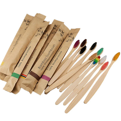 100Pcs Bamboo Biodegradable Toothbrush Manual Wooden HandleToothbrushes With Soft Bristles For Sensitive Teeth Gums Oral Care