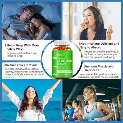 Ashwagandha Gummies - Reduces Stress and Anxiety, Supports Heart, Joints, Immunity and Energy, Vegetarian