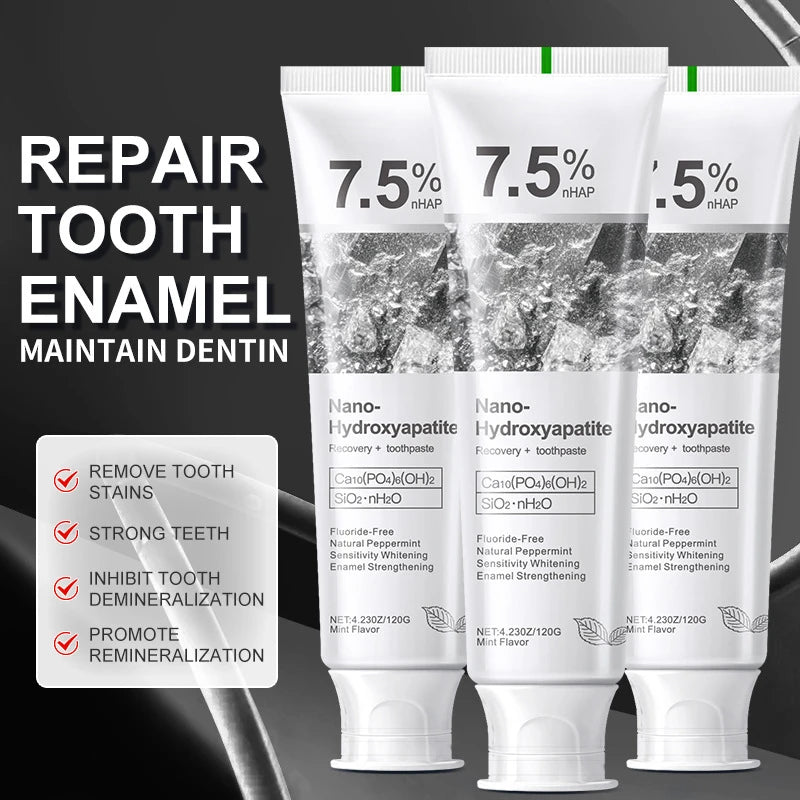 7.5% hidrolapatita probiótico blanqueamiento pasta de dientes esmalte cavidad Oral reparación aliento refrescante blanqueador de dientes pasta de dientes 120g