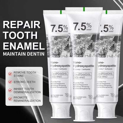 7.5% hidrolapatita probiótico blanqueamiento pasta de dientes esmalte cavidad Oral reparación aliento refrescante blanqueador de dientes pasta de dientes 120g