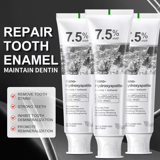 7.5% hidrolapatita probiótico blanqueamiento pasta de dientes esmalte cavidad Oral reparación aliento refrescante blanqueador de dientes pasta de dientes 120g