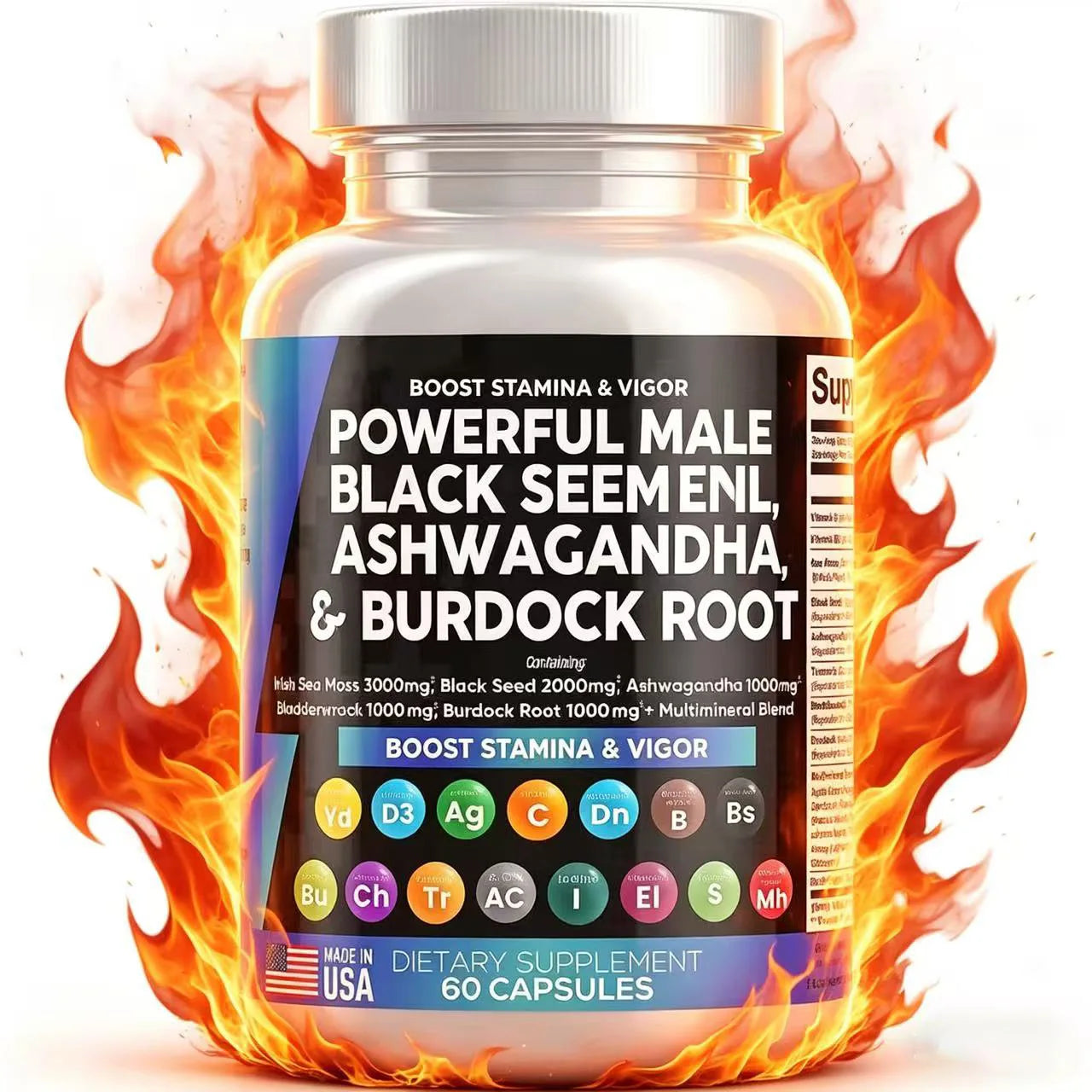 Cápsulas de Shilajit Puro del Himalaya 15250mg con Maca, Ginseng, Ashwagandha y Cúrcuma, Suplemento Energético, Resistencia y Masa Muscular