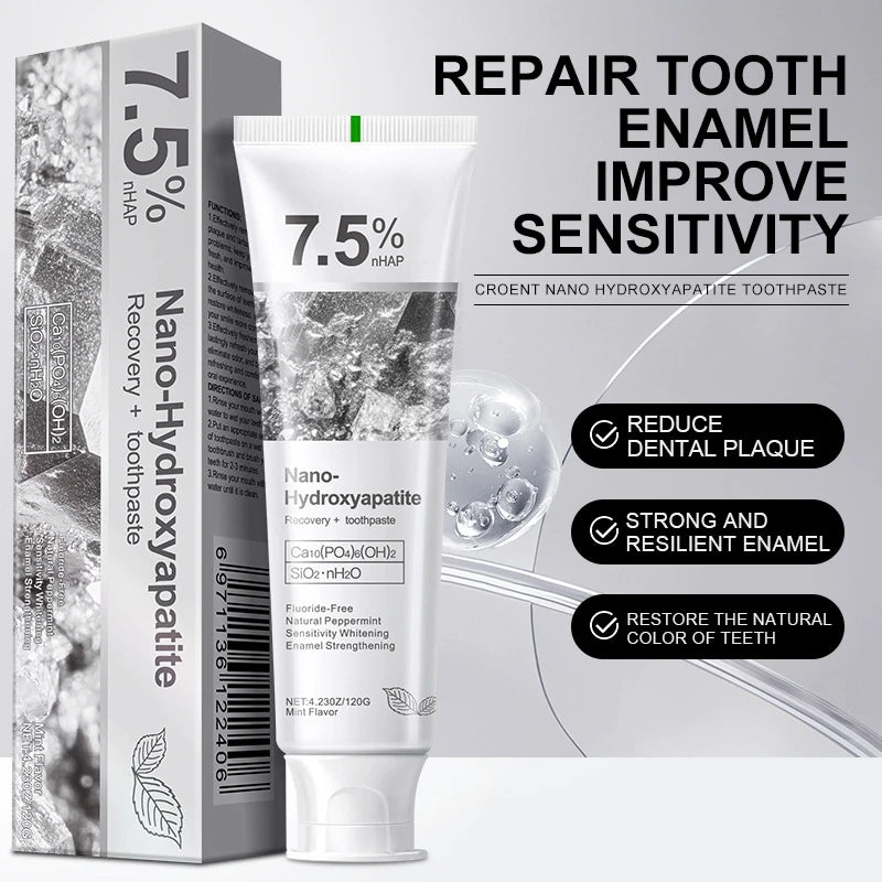 7.5% hidrolapatita probiótico blanqueamiento pasta de dientes esmalte cavidad Oral reparación aliento refrescante blanqueador de dientes pasta de dientes 120g