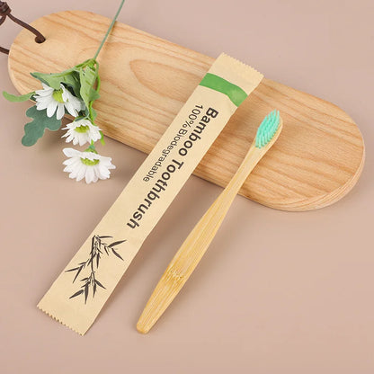 100Pcs Bamboo Biodegradable Toothbrush Manual Wooden HandleToothbrushes With Soft Bristles For Sensitive Teeth Gums Oral Care