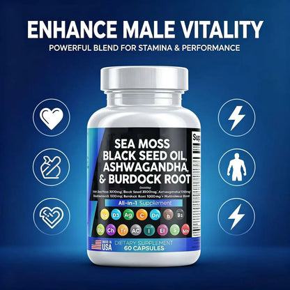 Cápsulas de Shilajit Puro del Himalaya 15250mg con Maca, Ginseng, Ashwagandha y Cúrcuma, Suplemento Energético, Resistencia y Masa Muscular