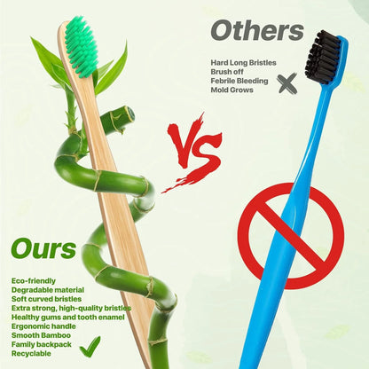 100Pcs Bamboo Biodegradable Toothbrush Manual Wooden HandleToothbrushes With Soft Bristles For Sensitive Teeth Gums Oral Care