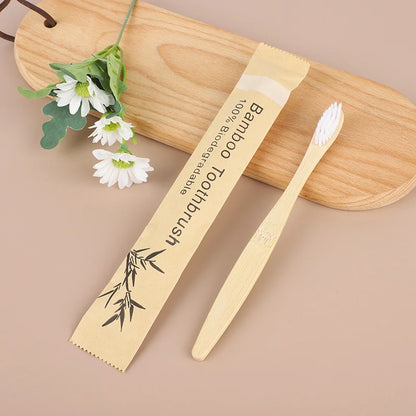 100Pcs Bamboo Biodegradable Toothbrush Manual Wooden HandleToothbrushes With Soft Bristles For Sensitive Teeth Gums Oral Care